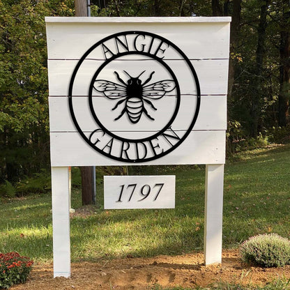 Bee Monogram Metal Sign