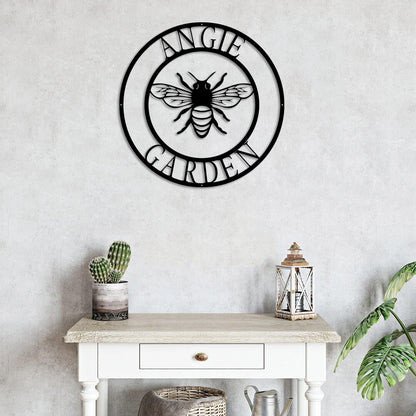 Bee Monogram Metal Sign