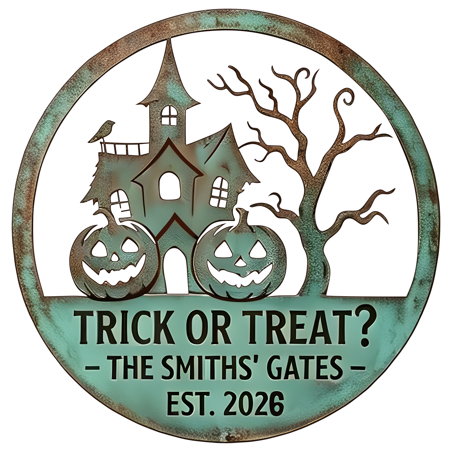 Personalized Trick or Treat Family Gate Garden Sign design