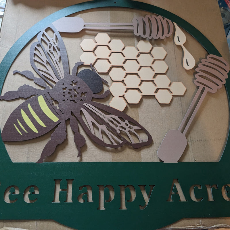 Personalized Painted Metal Bee Art