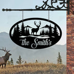 Custom Cabin Deer Metal Sign