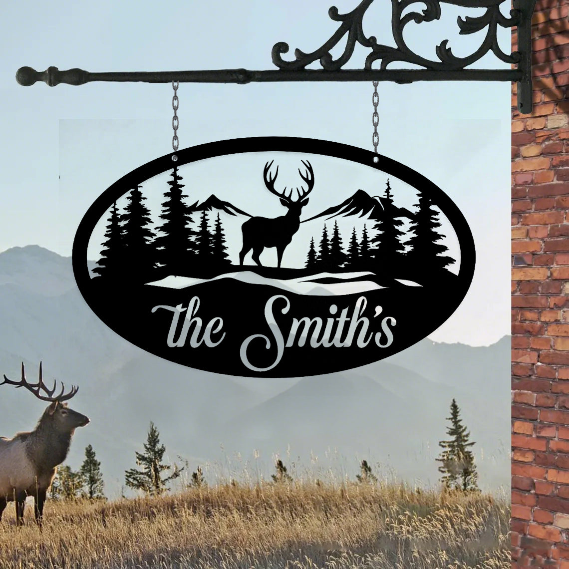Custom Cabin Deer Metal Sign