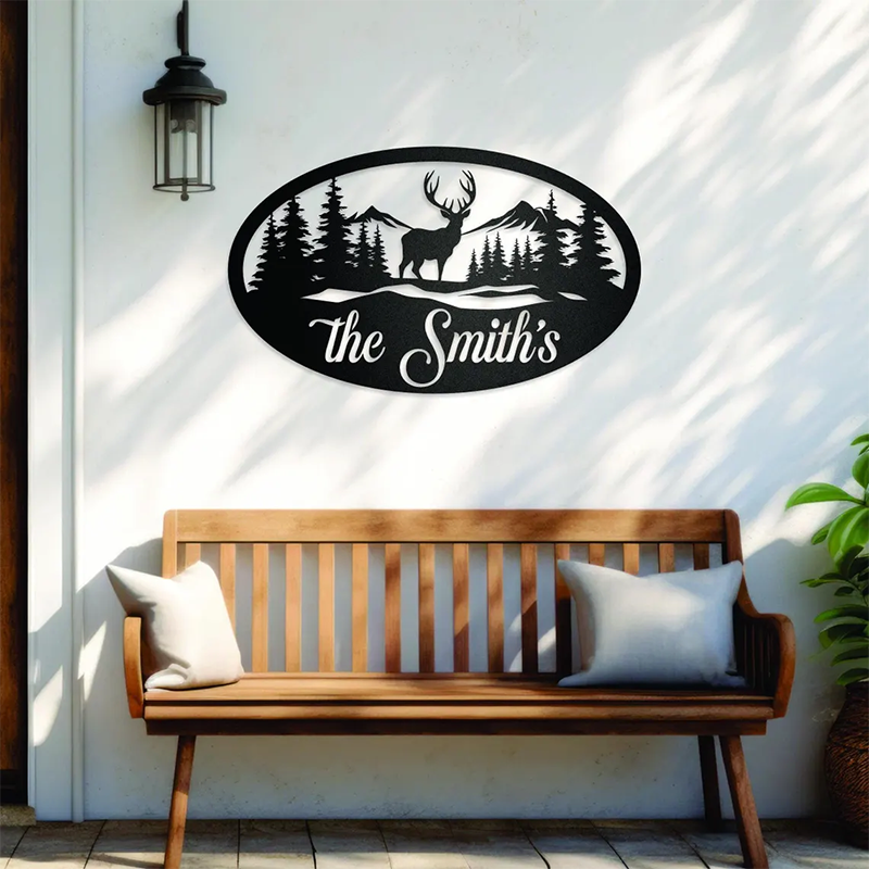 Custom Cabin Deer Metal Sign