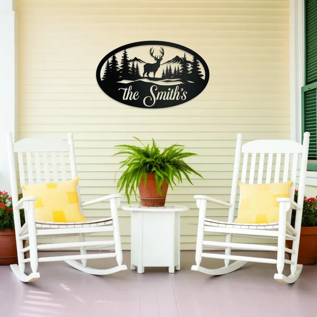Custom Cabin Deer Metal Sign