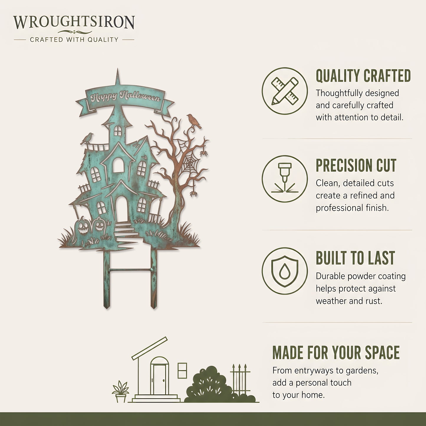 Happy Halloween Haunted House Garden Stake product details