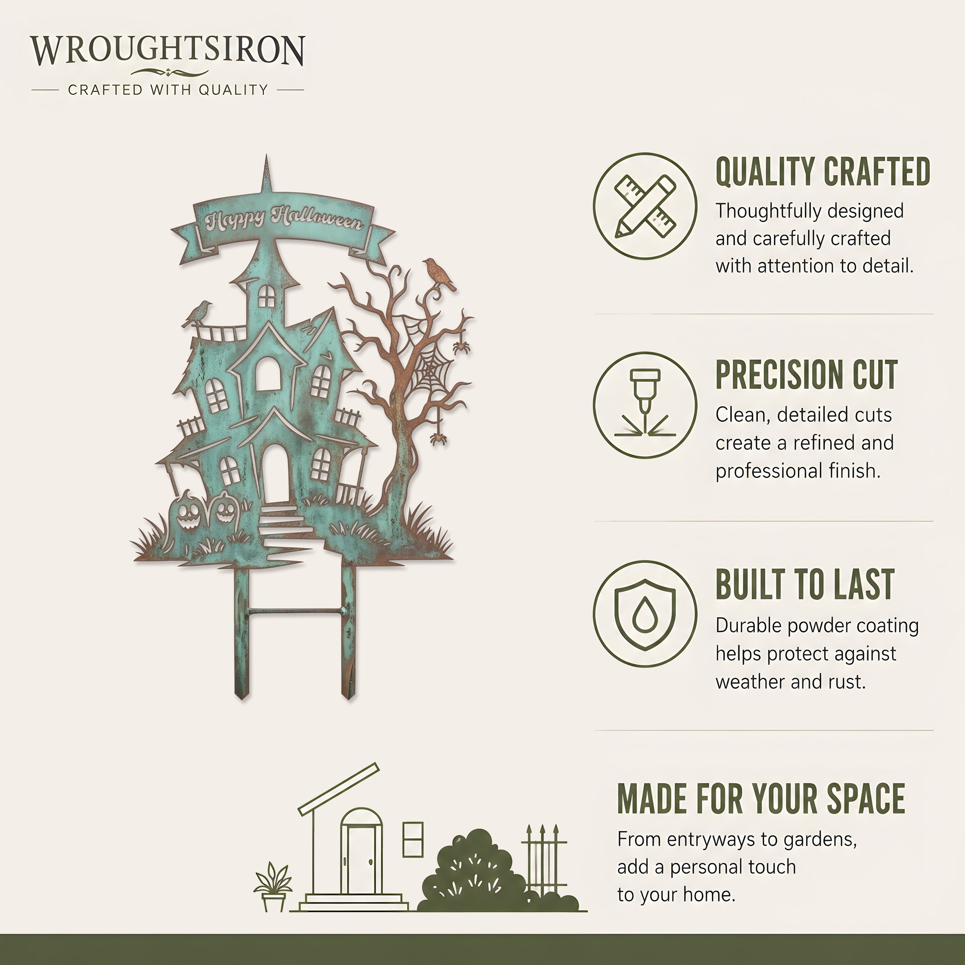 Happy Halloween Haunted House Garden Stake product details