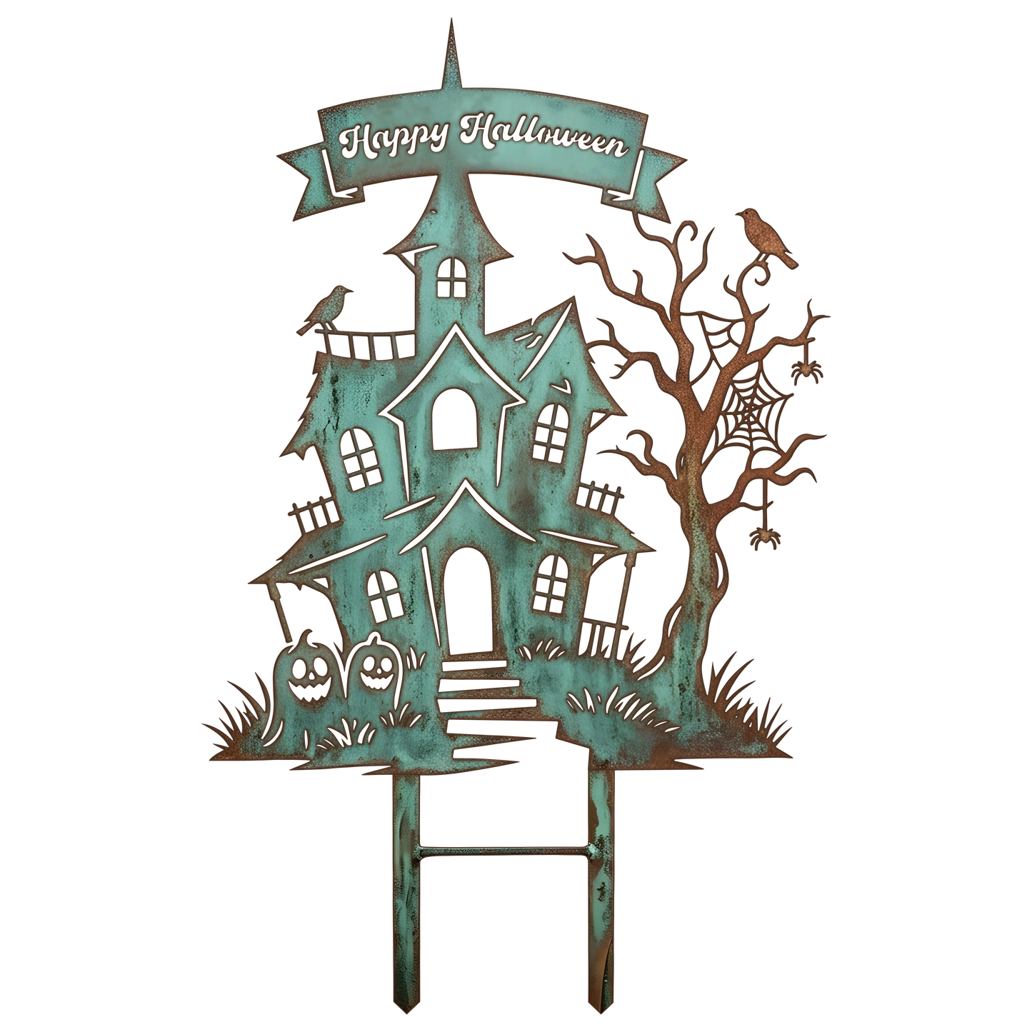 Happy Halloween Haunted House Garden Stake design