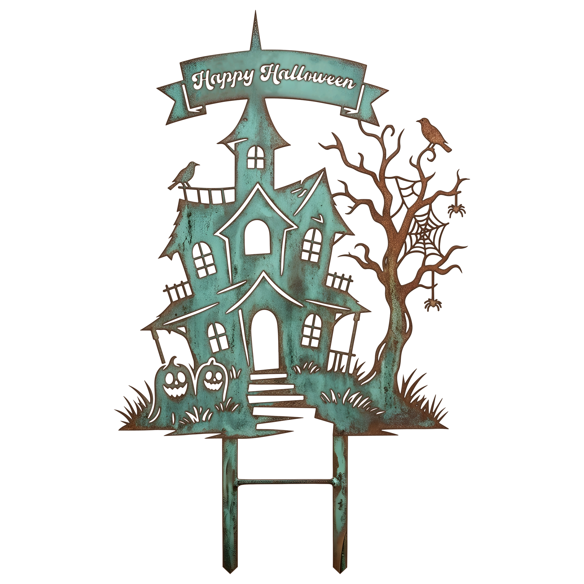 Happy Halloween Haunted House Garden Stake design