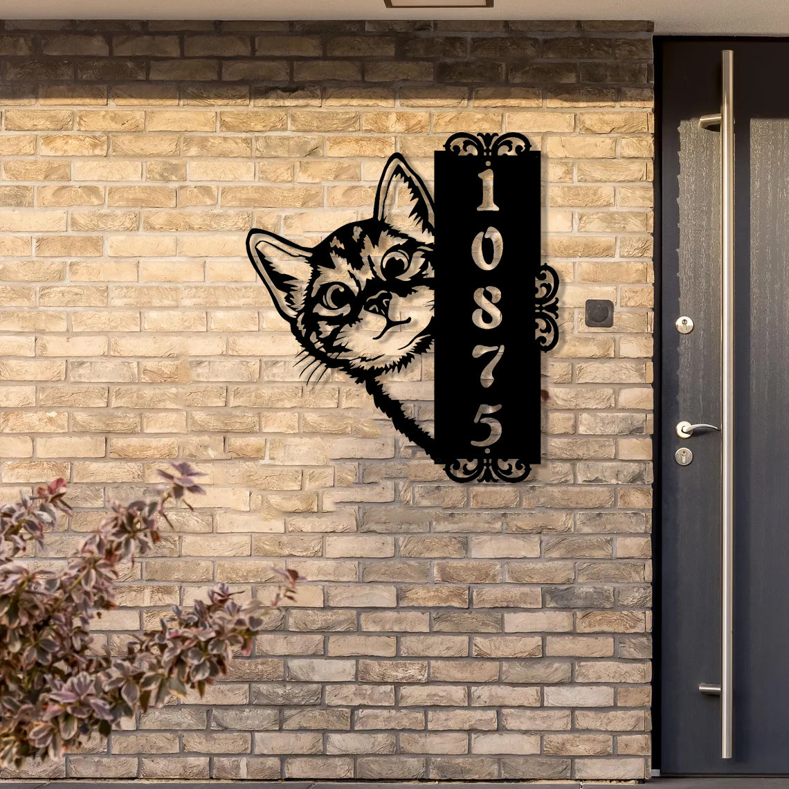 Custom Cat Home Number Metal Sign