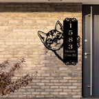 Custom Peeping Cat Door Address Metal Sign