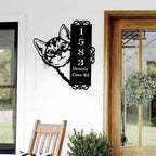 Custom Peeping Cat Door Address Metal Sign