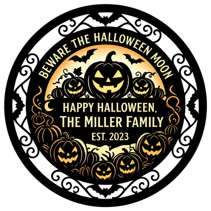 Personalized Beware the Halloween Moon garden stake design