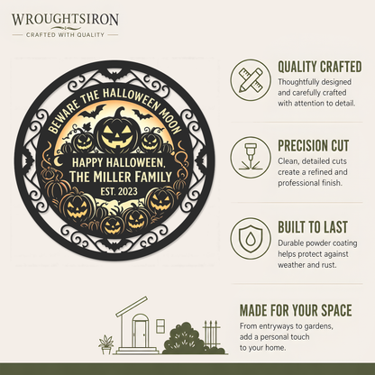 Wroughtsiron Halloween moon garden stake product details