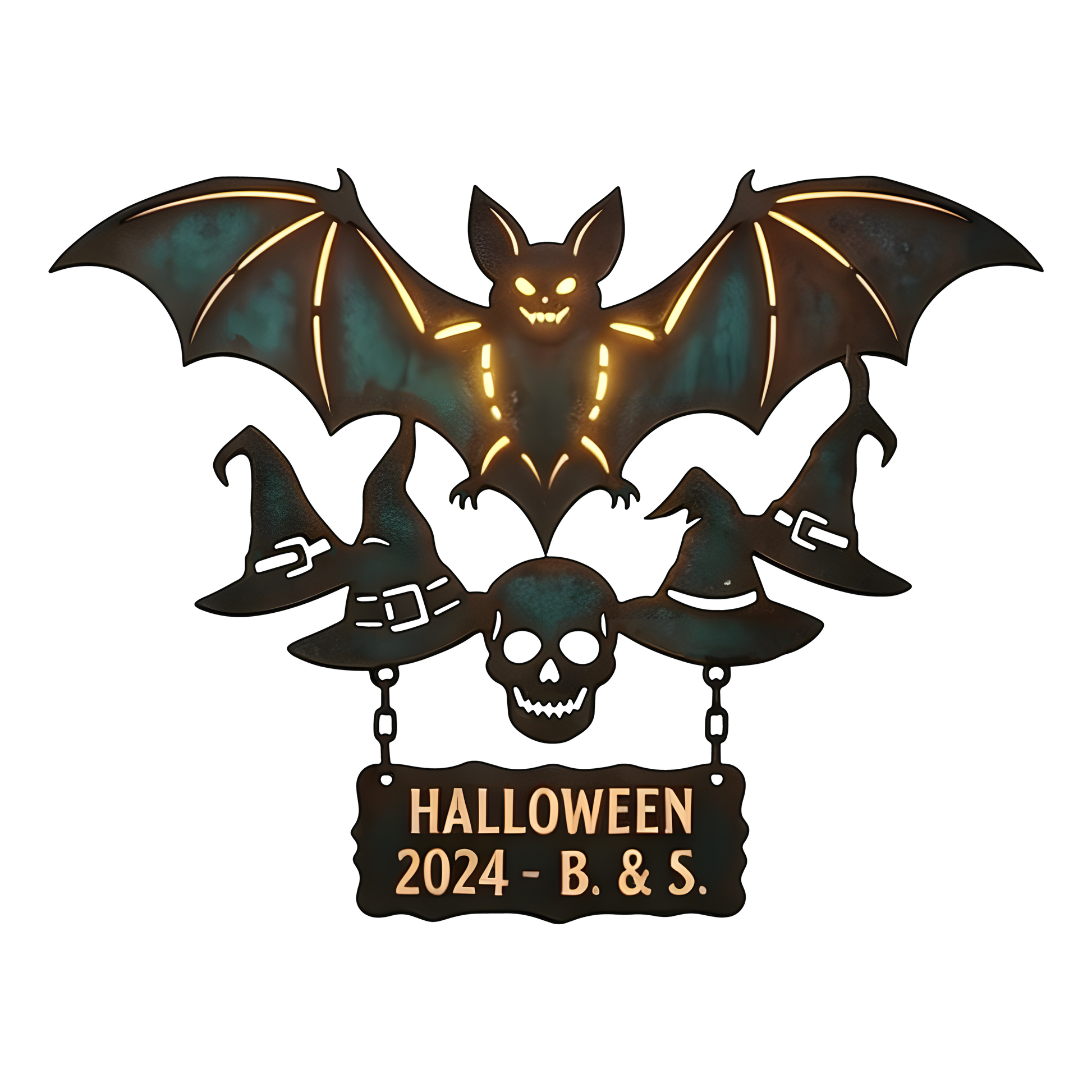 Personalized Halloween Bat & Skull Garden Sign design
