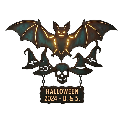 Personalized Halloween Bat & Skull Garden Sign design