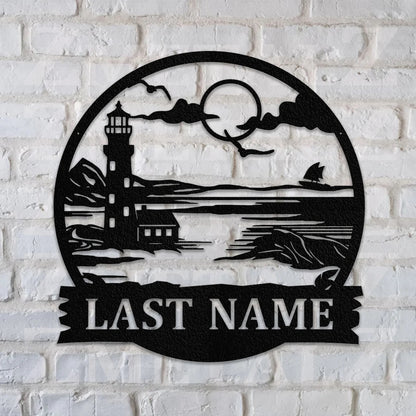 Custom Lighthouse Metal Sign With LED Lights