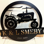 Custom Tractor Monogram Metal Sign