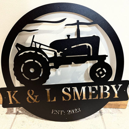 Custom Tractor Monogram Metal Sign