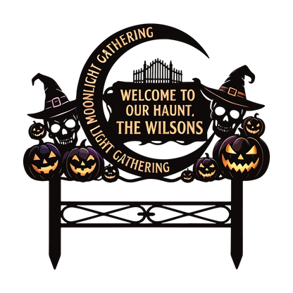 Personalized Moonlight Gathering Halloween Garden Stake design