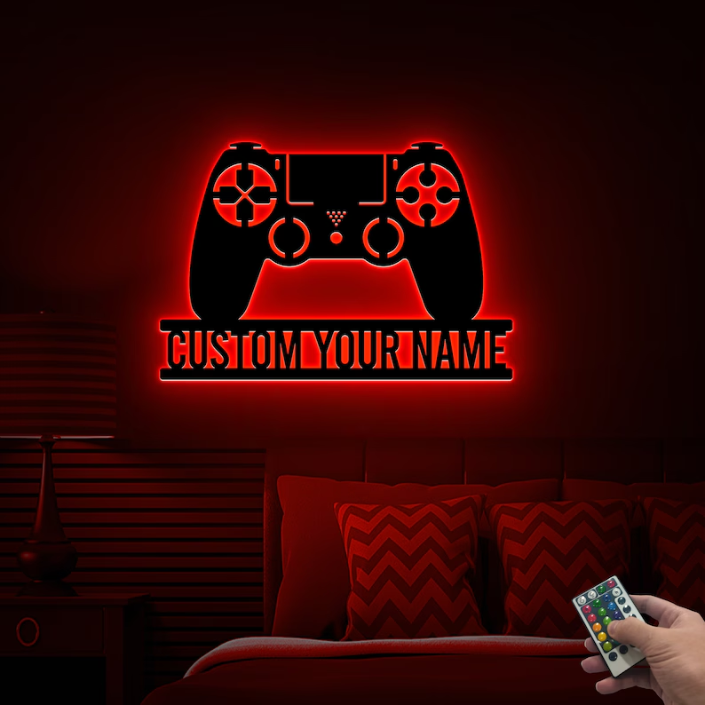 Metal Sign with 16 Color LED Lights - Custom Game Room Metal Sign