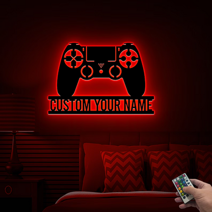 Metal Sign with 16 Color LED Lights - Custom Game Room Metal Sign