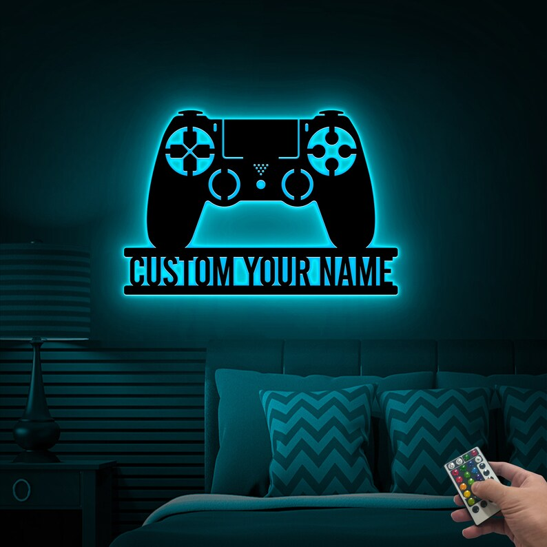 Metal Sign with 16 Color LED Lights - Custom Game Room Metal Sign