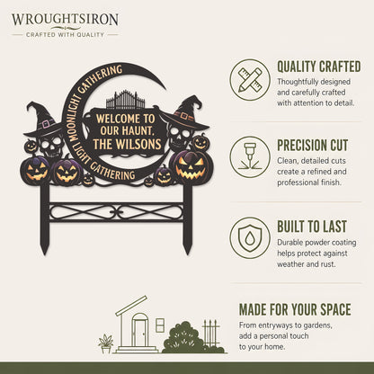 Personalized Moonlight Gathering Halloween Garden Stake product details