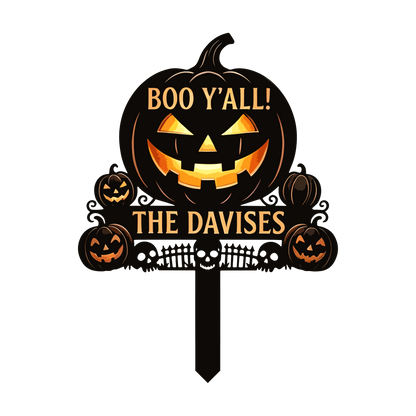 Personalized Boo Y'all Pumpkin Garden Stake design