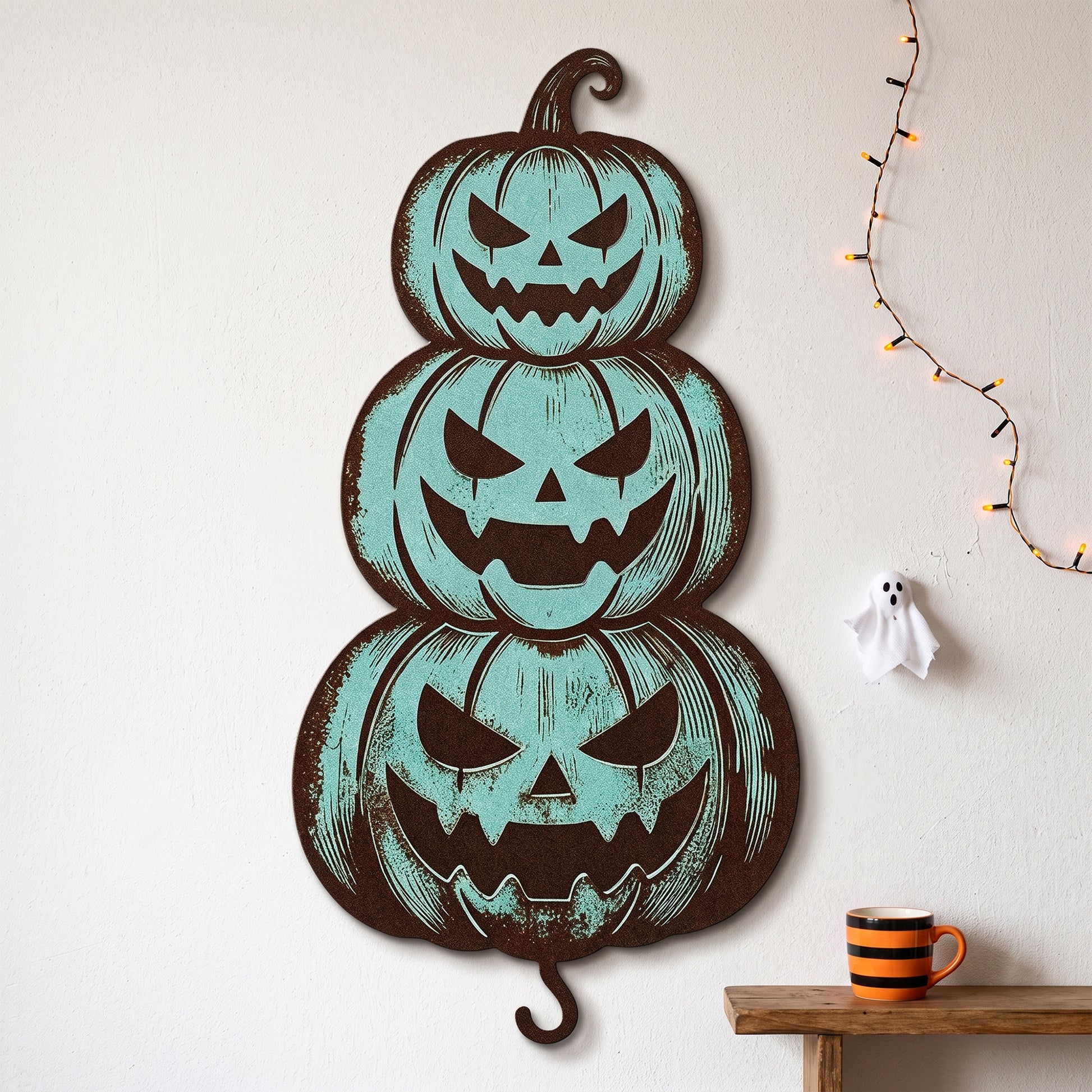 Stacked Jack-O-Lantern Halloween Garden Stake lifestyle