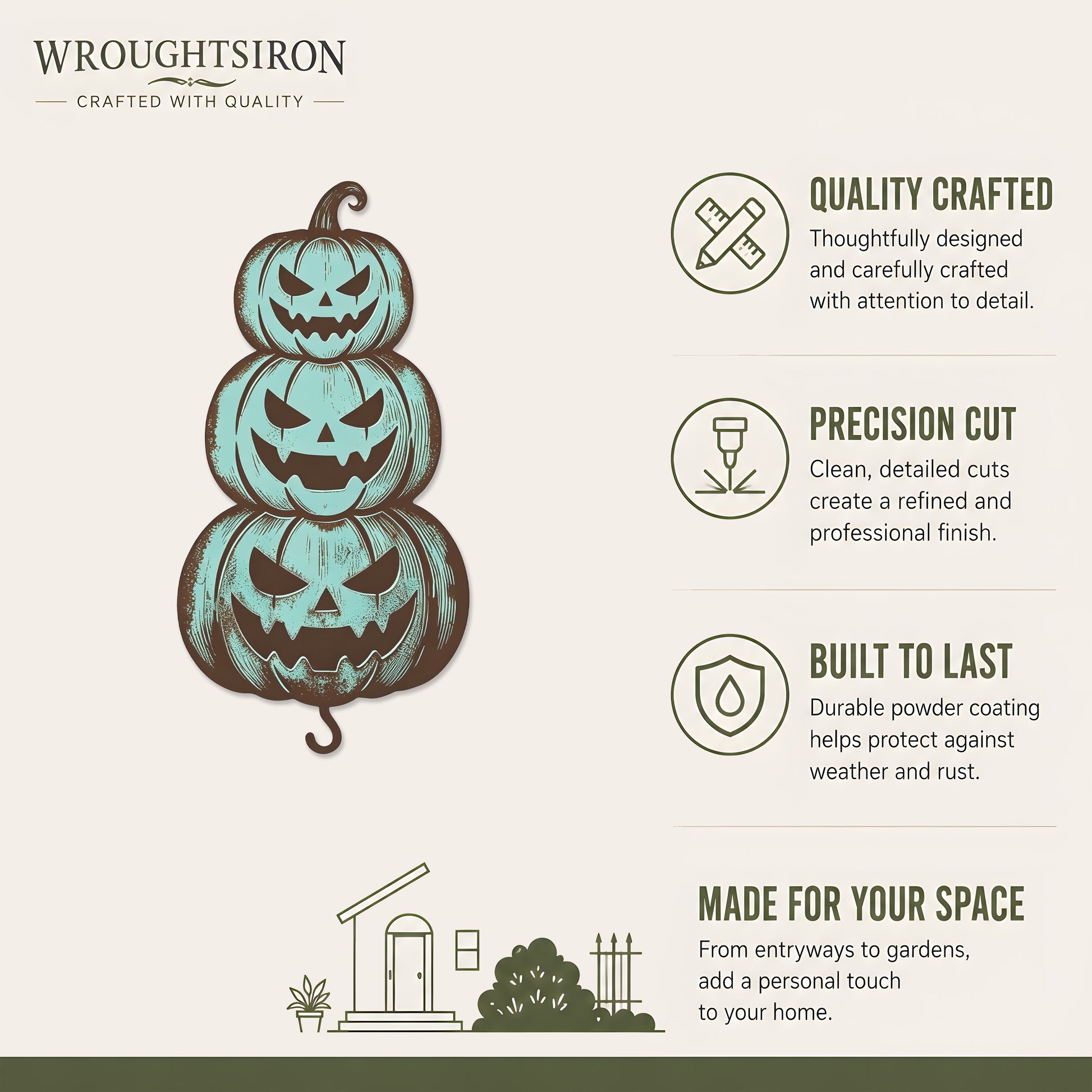 Stacked Jack-O-Lantern Halloween Garden Stake product details