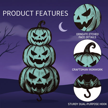 Close-up of Stacked Jack-O-Lantern Halloween Garden Stake