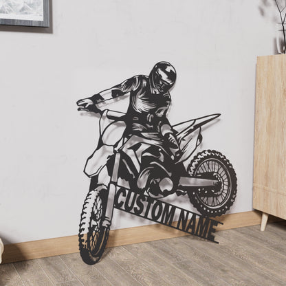 Custom Dirt Biker Metal Wall Art With Led Lights