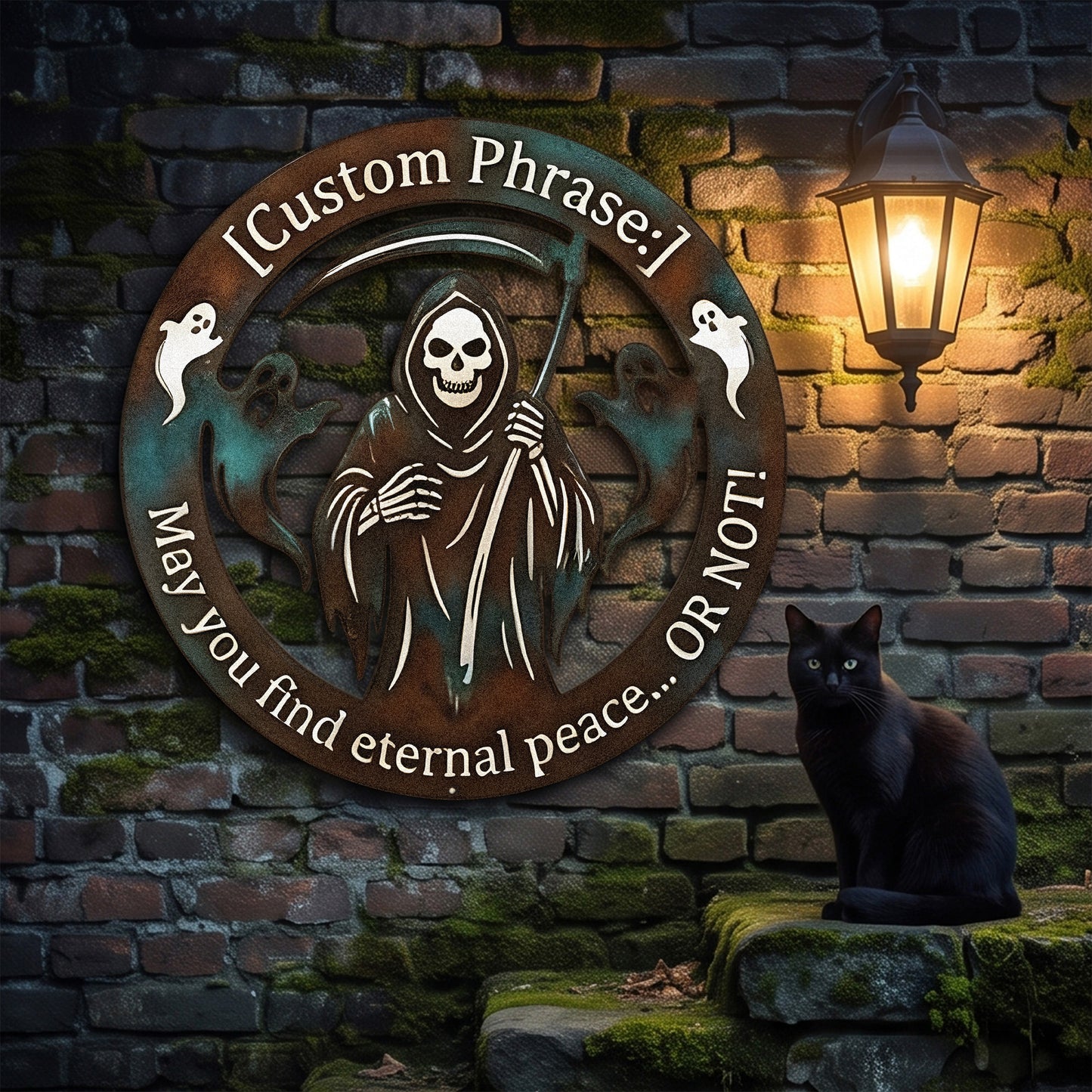 Personalized Grim Reaper Halloween Garden Sign lifestyle