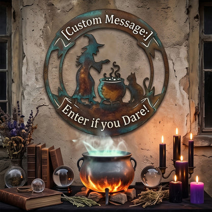 Personalized Witch Cauldron Halloween Garden Sign lifestyle