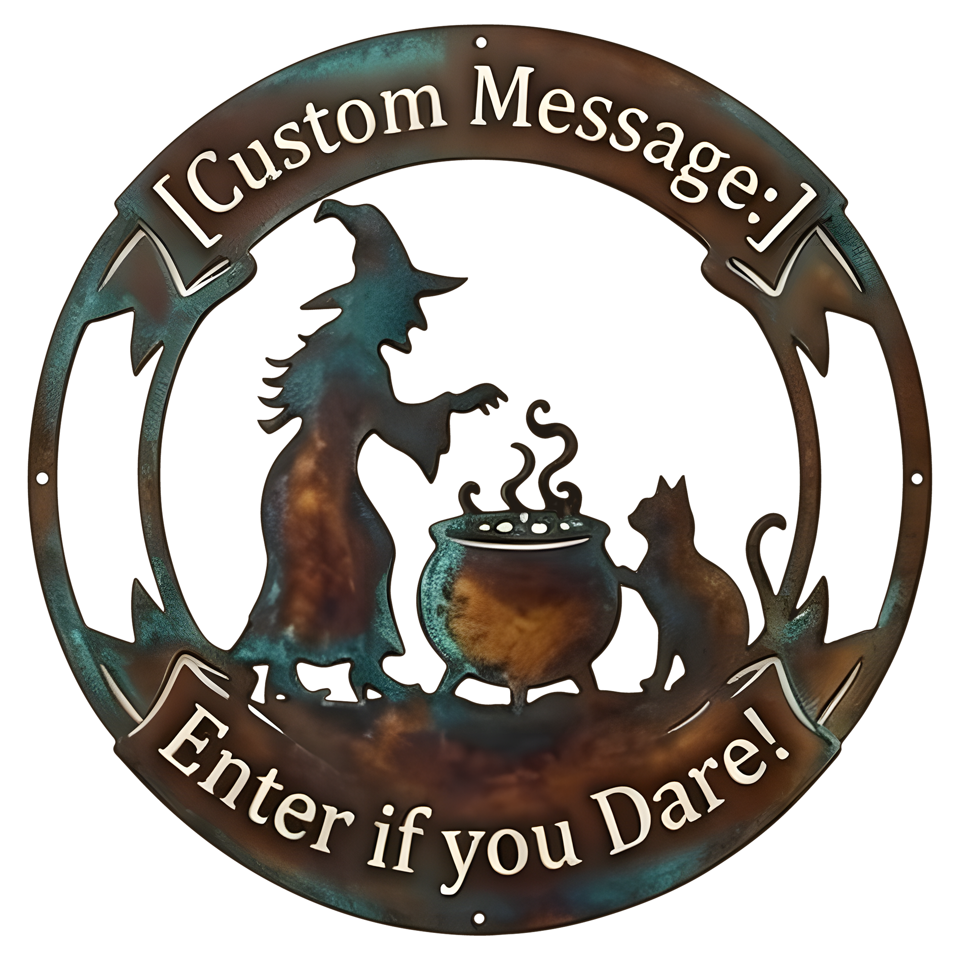 Personalized Witch Cauldron Halloween Garden Sign design