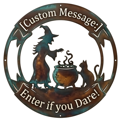 Personalized Witch Cauldron Halloween Garden Sign design