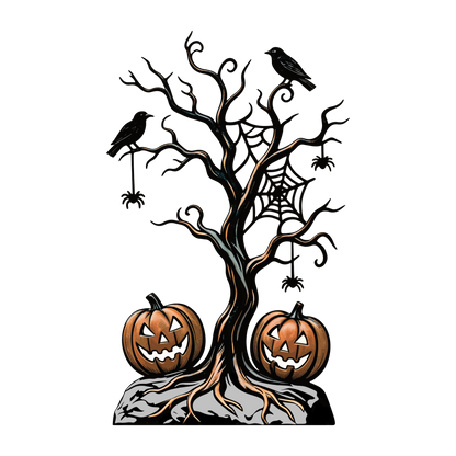 Spooky Tree & Jack-O-Lantern Halloween Garden Stake design