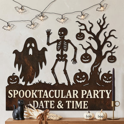 Personalized Spooktacular Party Halloween Garden Stake in a garden