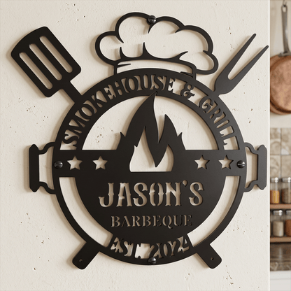 Personalized Metal Barbecue Sign for Outdoor