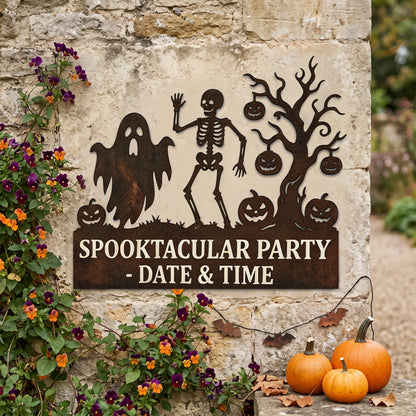 Personalized Spooktacular Party Halloween Garden Stake outdoor scene