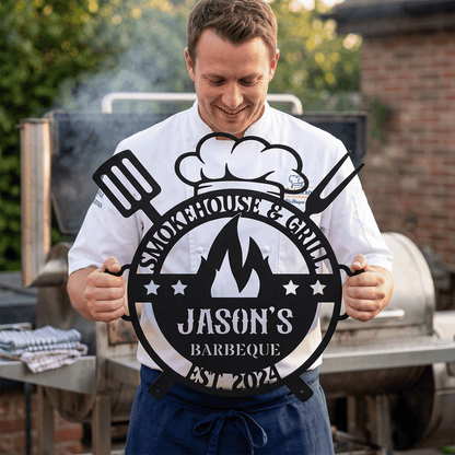 Personalized Metal Barbecue Sign for Outdoor