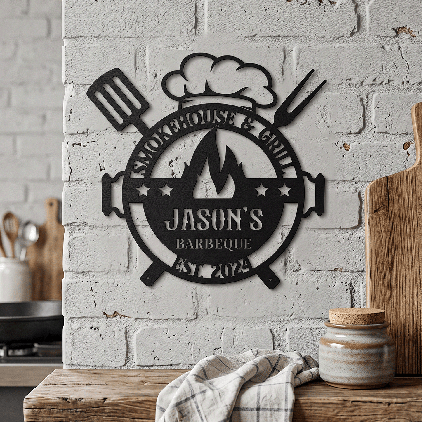 Personalized Metal Barbecue Sign for Outdoor