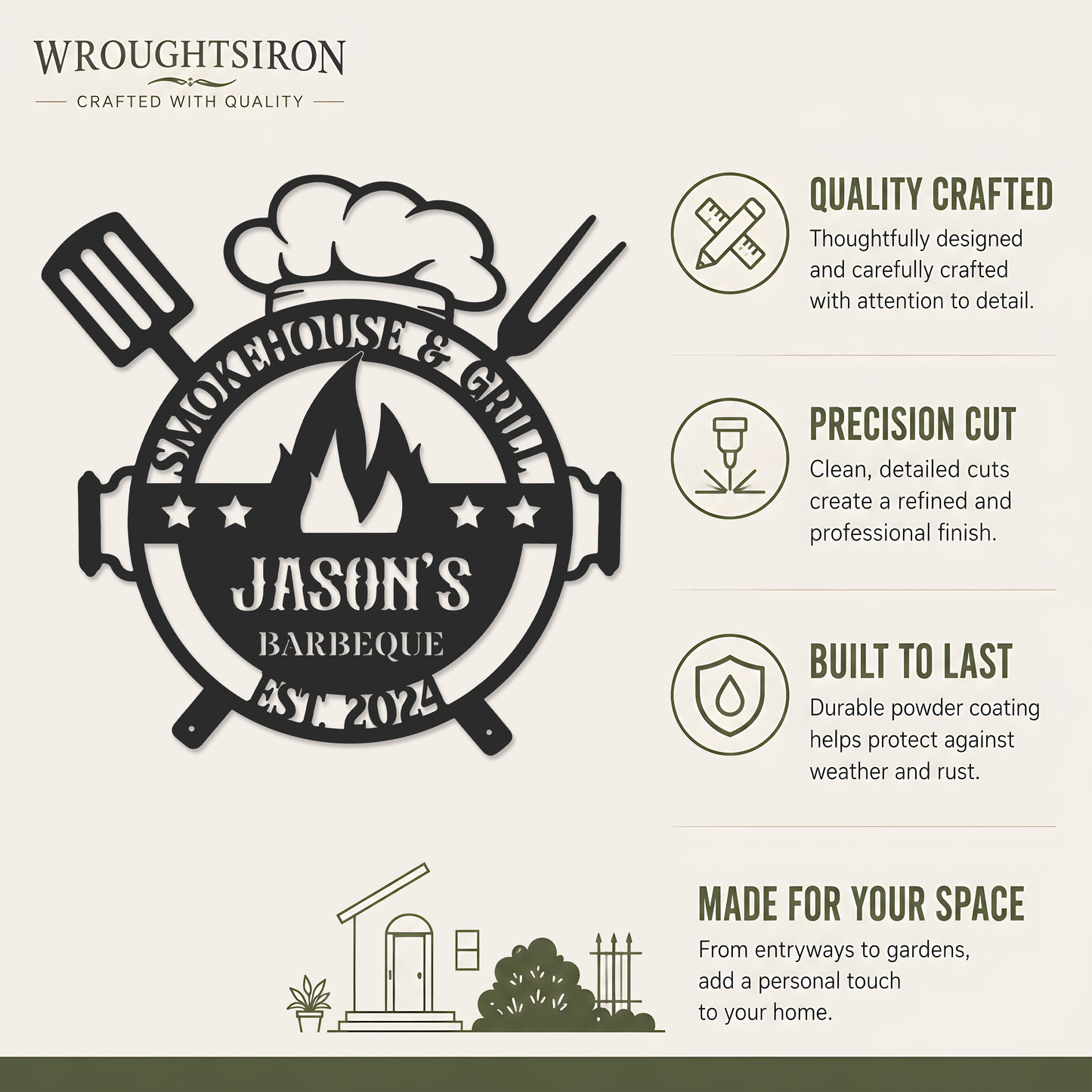 Personalized Metal Barbecue Sign for Outdoor