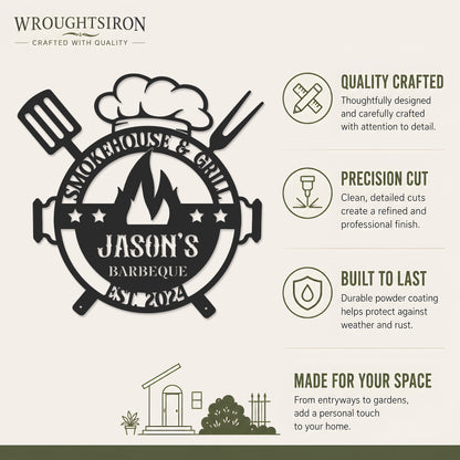 Personalized Metal Barbecue Sign for Outdoor