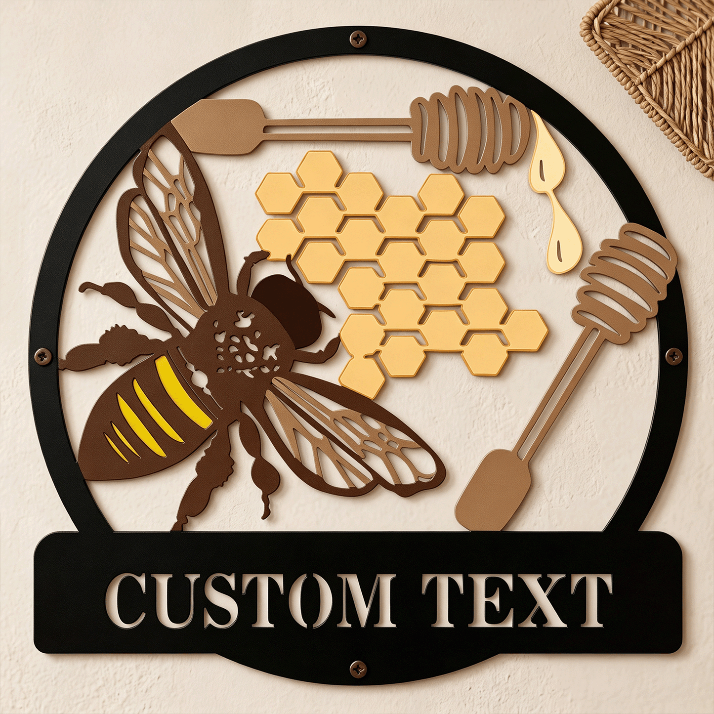 Personalized Painted Metal Bee Art