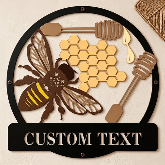 Personalized Painted Metal Bee Art