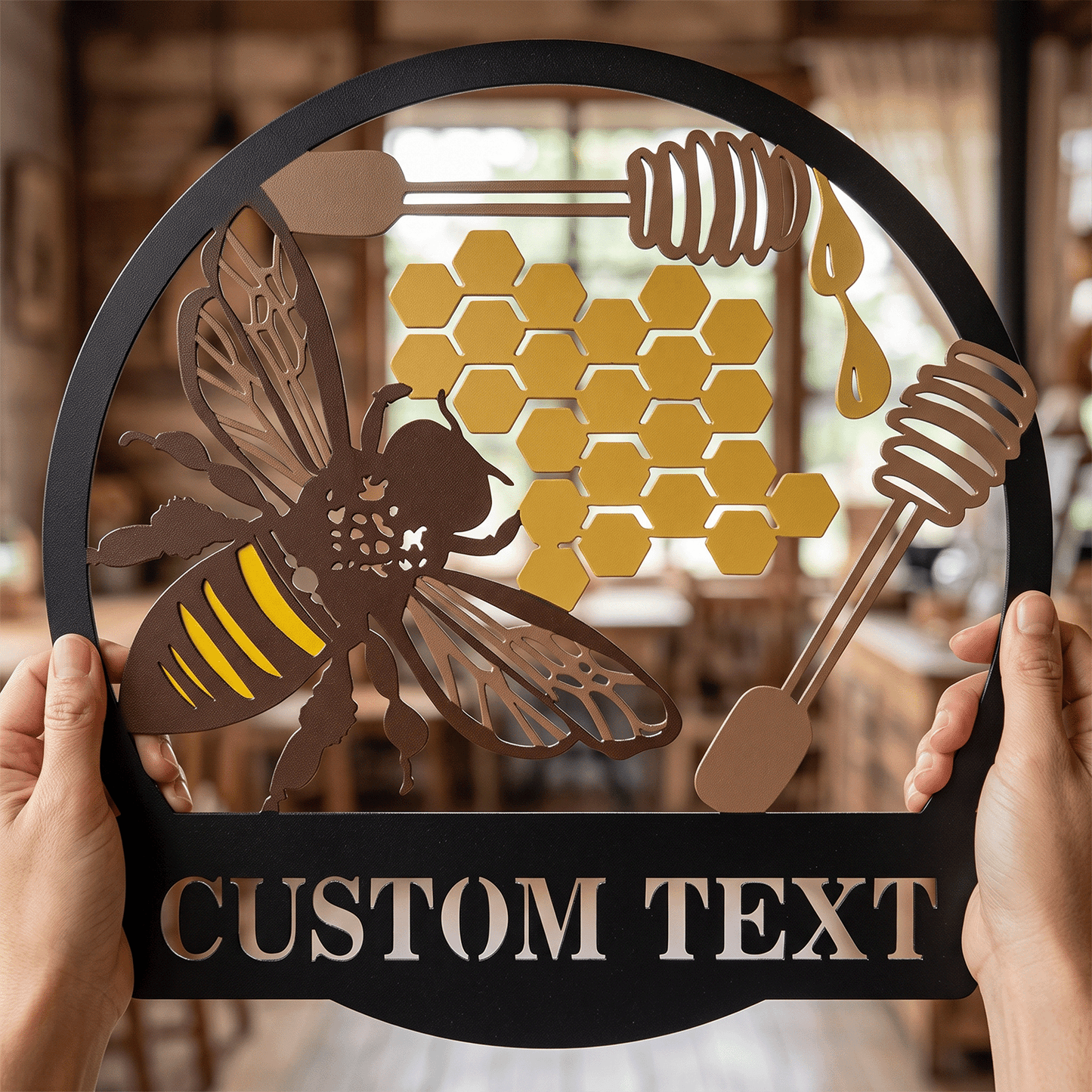 Personalized Painted Metal Bee Art