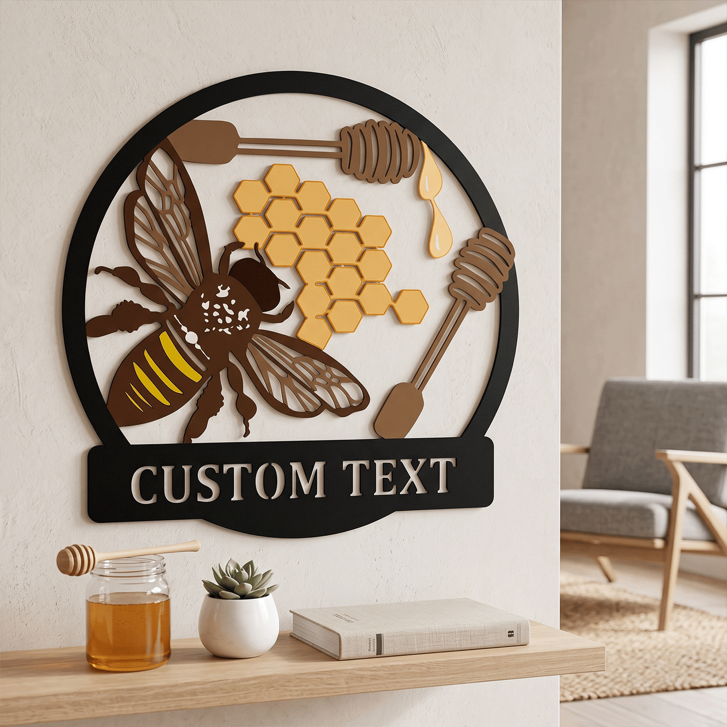 Personalized Painted Metal Bee Art