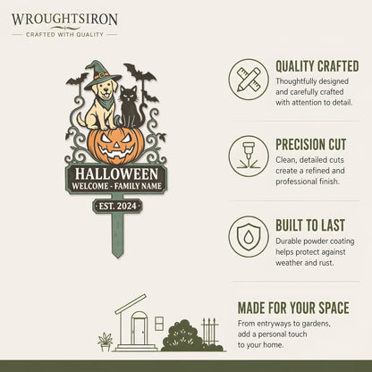 Personalized Halloween Dog & Cat Welcome Garden Stake product details