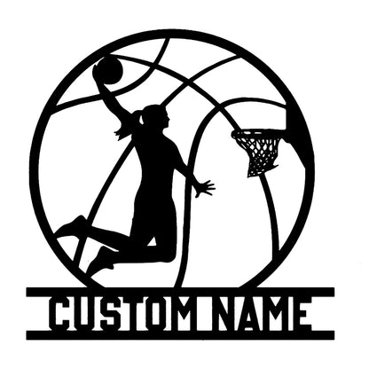 Custom Basketball Girl Metal Sign With LED Lights